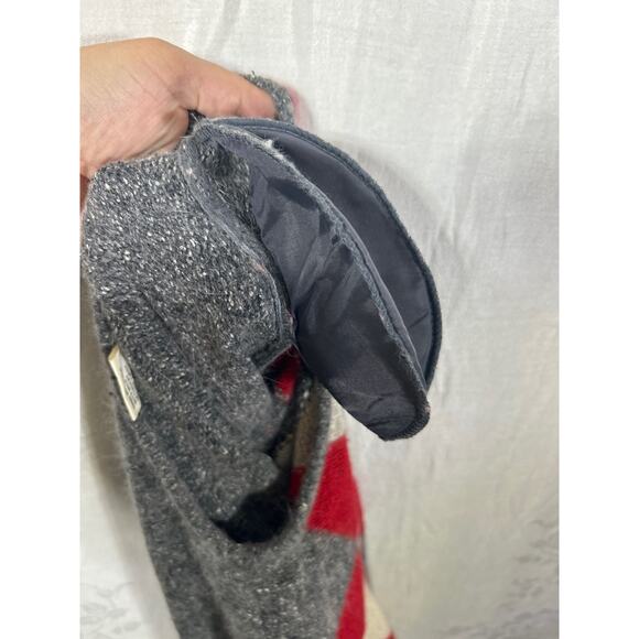 Vintage Sweater Large Gray Red Argyle Silk Angora Lambswool - Picture 12 of 12